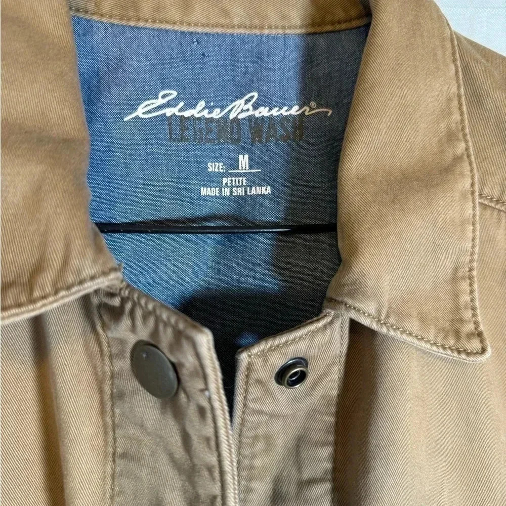 Eddie Bauer Womens Tan Jacket 100% Cotton Size Medium Petite W/Pockets - Picture 2 of 6